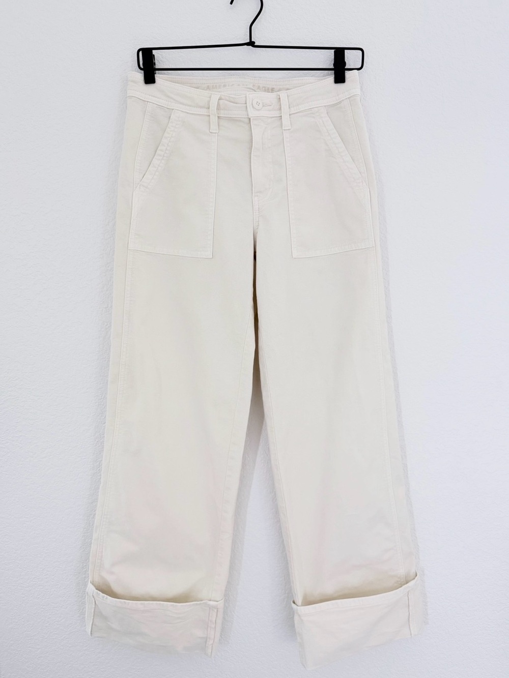 AMERICAN EAGLE Wide Leg Utility Crop Pants Stretch Size 2 Regular GUC